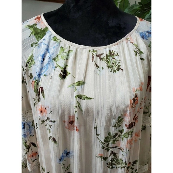 One Love Women's Multicolor Polyester Round Neck Long Sleeve Ruffle Top Size S - Picture 4 of 11